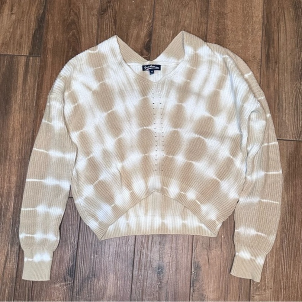 Freshman Neutral Tie-dye Cropped Knit Sweater